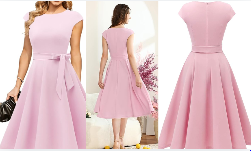 DRESSTELLS Cocktail Dress, Formal Wedding Guest Dresses for Women 2024 Vintage Party Dress Homecoming&Prom